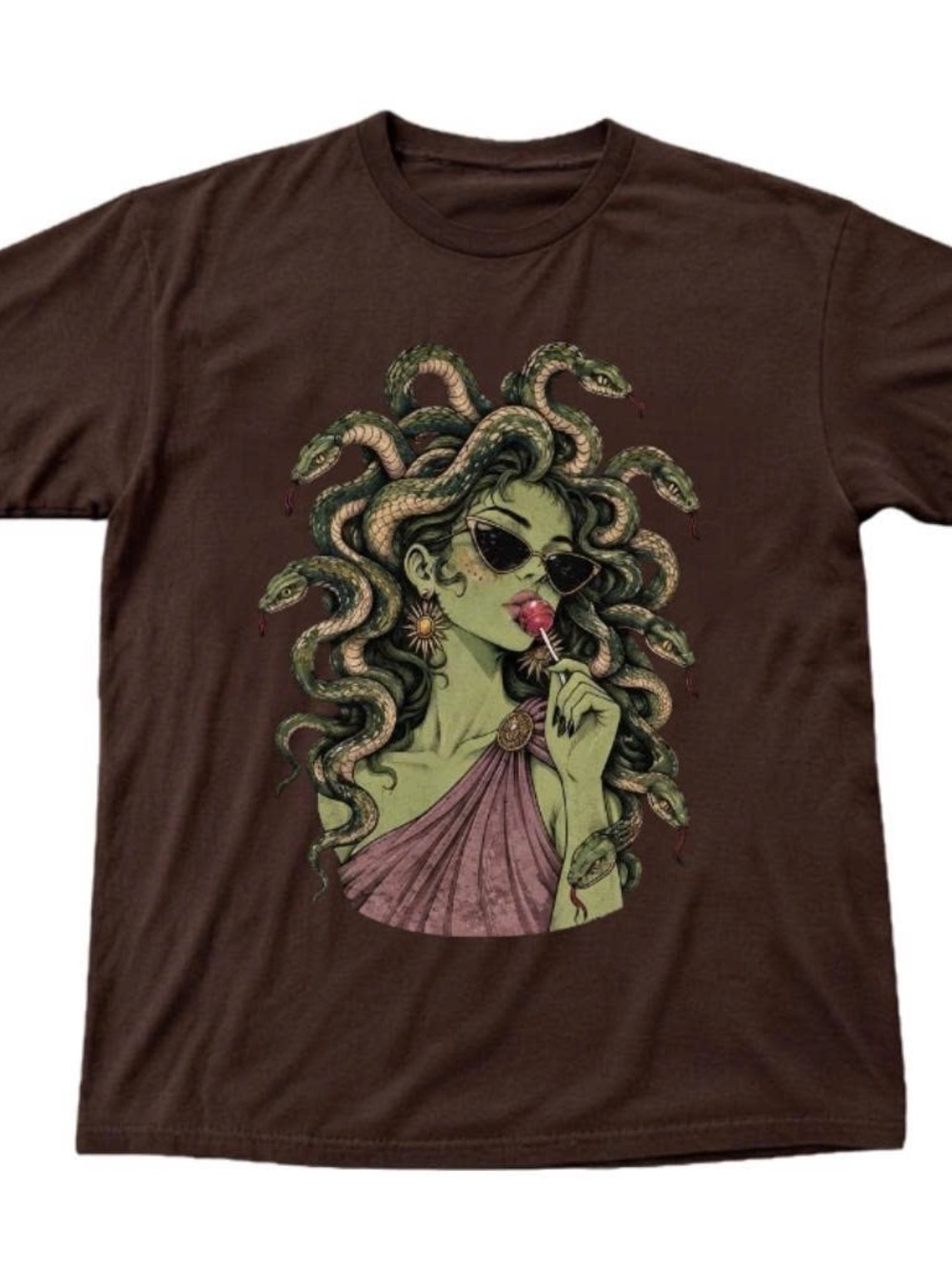 Brown Gildan Medusa Graphic Tee